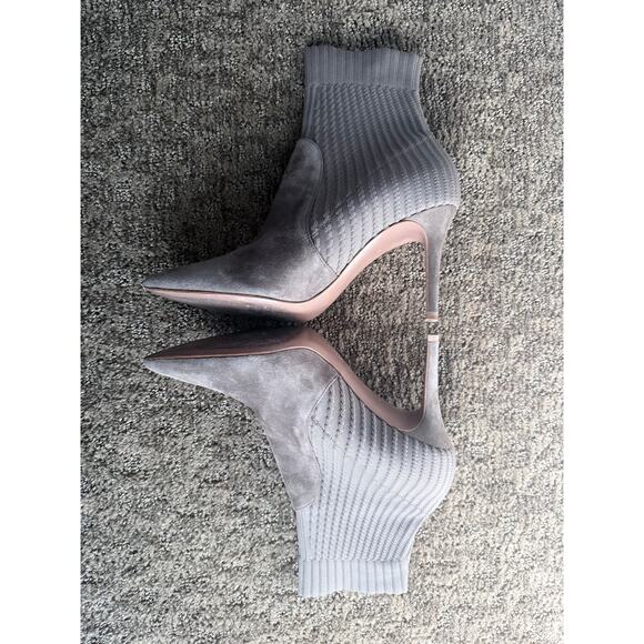 GIANVITO ROSSI taupe gray brown stiletto suede leather pointed Katie sock boots - Picture 4 of 12